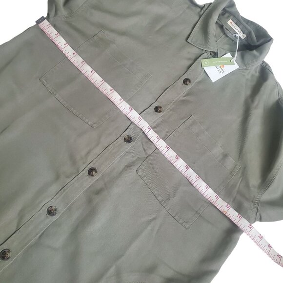 Marine Layer Renata dress Olive green sz medium button closure short sleeve new - Picture 7 of 16